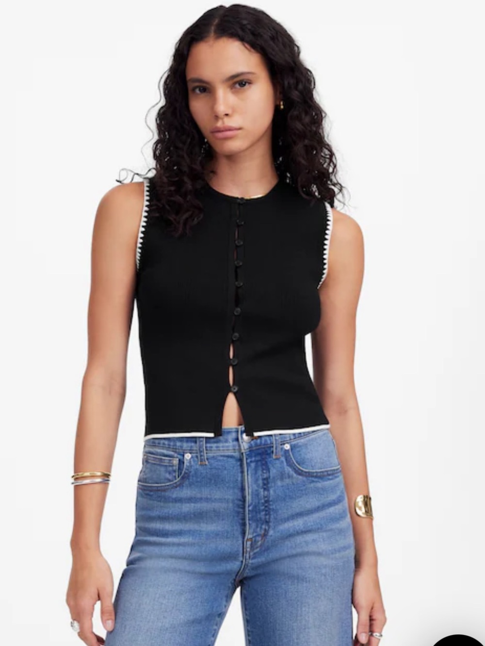 Madewell Blanket-Stitch Crewneck Sweater Tank XS